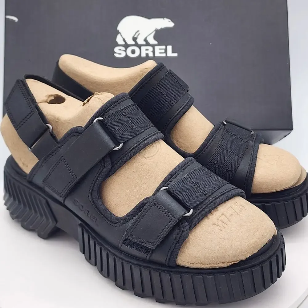 NEW Sorel ONA Ave Multistrap Black Women's Size 8.5 Sport Platform Sandals
